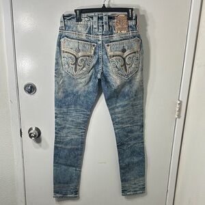 Rock Revival Distressed Blue Skinny Jeans